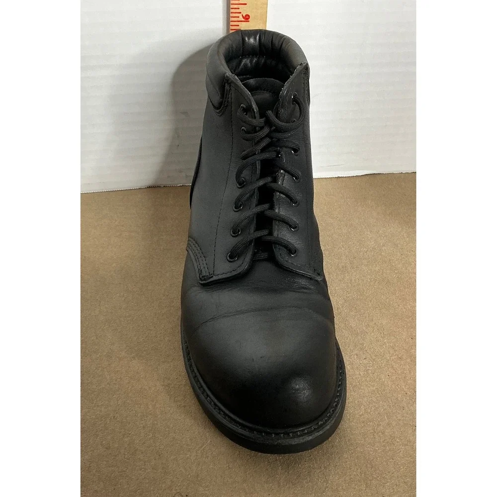 Men's Black Leather Work Boots – Lace‎ Up, Oil Resistant Sole, Size ~11/11.5